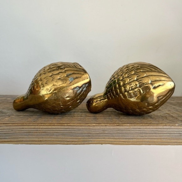 MCM brass quail set birds vintage - Picture 6 of 6